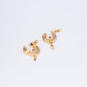 Nose Pin - Crescent Bird - Shaped Gold Plated Combo Nose Pin - Opal Touch