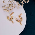 Nose Pin - Crescent Bird - Shaped Gold Plated Combo Nose Pin - Opal Touch