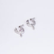 Nose Pin - Crescent Bird - Shaped Rhodium Plated Combo Nose Pin - Opal Touch