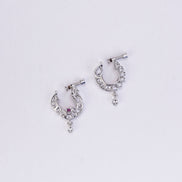 Nose Pin - Crescent Bird - Shaped Rhodium Plated Combo Nose Pin - Opal Touch