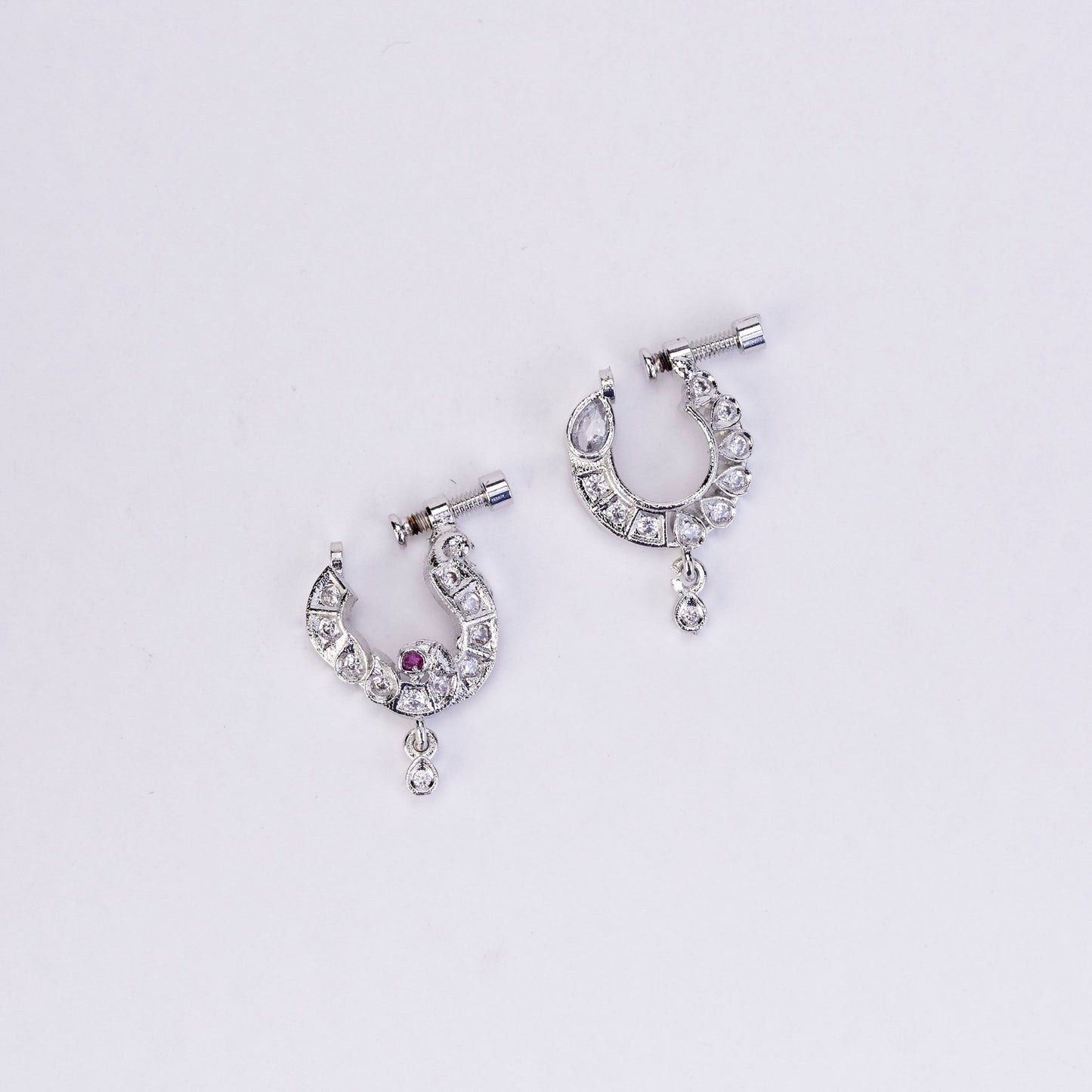 Nose Pin - Crescent Bird - Shaped Rhodium Plated Combo Nose Pin - Opal Touch