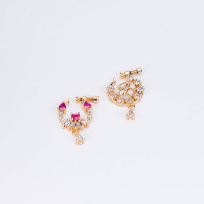 Nose Pin - Crescent shaped Gold Plated Combo Nose Pins - Opal Touch