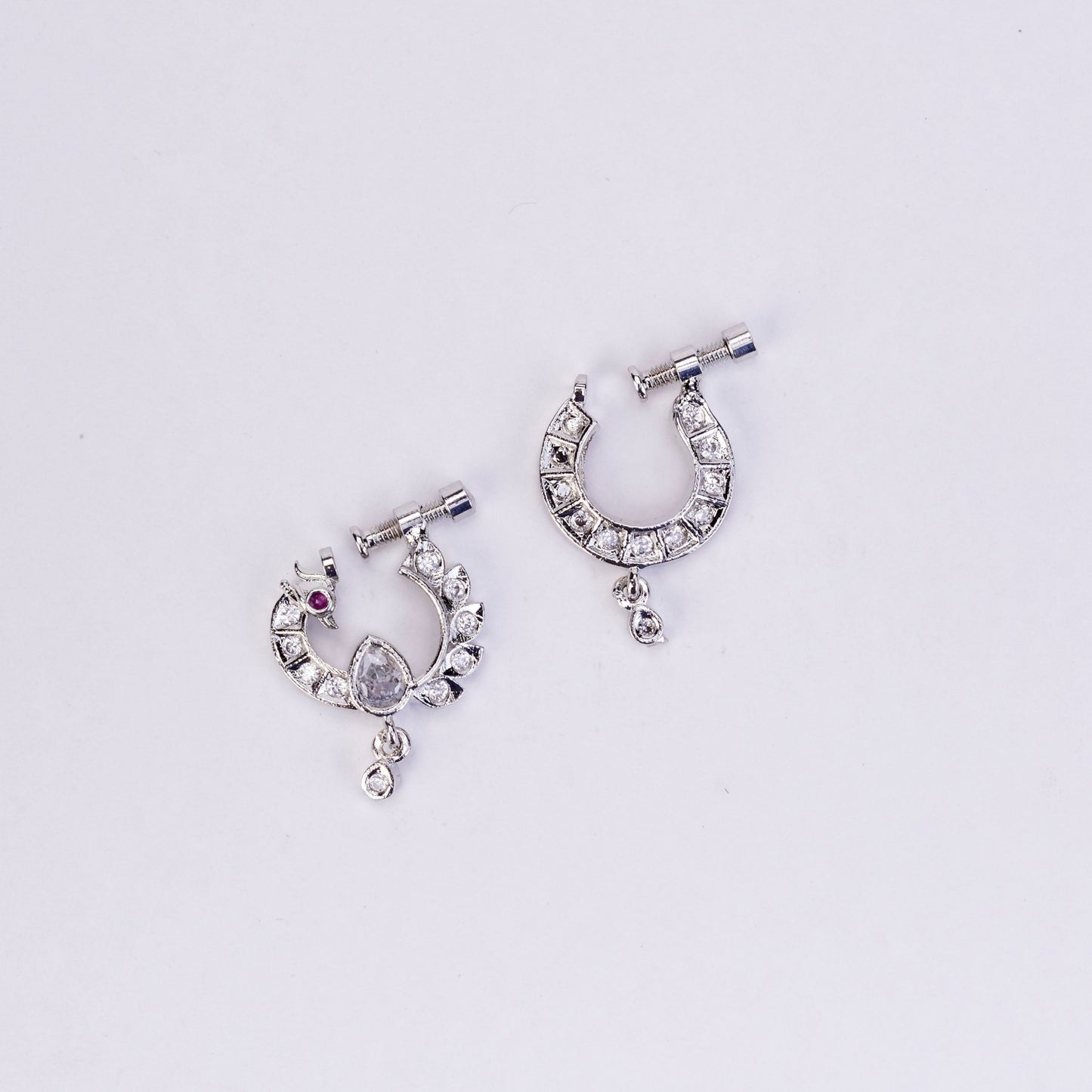 Nose Pin - Cresecent Rhodium Plated Combo Nose Pin - Opal Touch