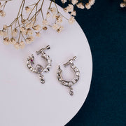 Nose Pin - Cresecent Rhodium Plated Combo Nose Pin - Opal Touch