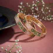 Opal Touch - Crimson Flower Gold Bangles (Pack of 2) - Bangles