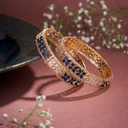 Opal Touch - Crimson Flower Gold Bangles (Pack of 2) - Bangles