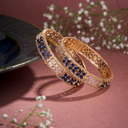 Opal Touch - Crimson Flower Gold Bangles (Pack of 2) - Bangles
