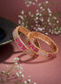 Opal Touch - Crimson Flower Gold Bangles (Pack of 2) - Bangles