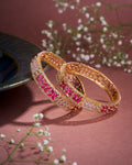 Opal Touch - Crimson Flower Gold Bangles (Pack of 2) - Bangles