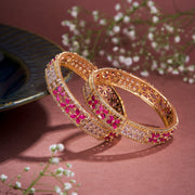 Opal Touch - Crimson Flower Gold Bangles (Pack of 2) - Bangles
