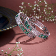Opal Touch - Crimson Flower Rhodium Bangles (Pack of 2) - Bangles