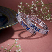Opal Touch - Crimson Flower Rhodium Bangles (Pack of 2) - Bangles