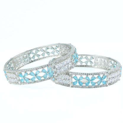 Crimson Flower Rhodium Bangles (Pack of 2) - Opal Touch