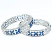 Crimson Flower Rhodium Bangles (Pack of 2) - Opal Touch