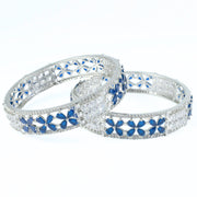 Crimson Flower Rhodium Bangles (Pack of 2) - Opal Touch