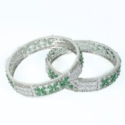 Crimson Flower Rhodium Bangles (Pack of 2) - Opal Touch