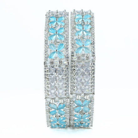Crimson Flower Rhodium Bangles (Pack of 2) - Opal Touch