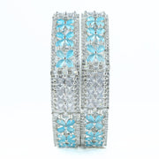 Crimson Flower Rhodium Bangles (Pack of 2) - Opal Touch