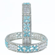 Crimson Flower Rhodium Bangles (Pack of 2) - Opal Touch