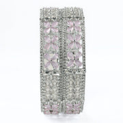 Crimson Flower Rhodium Bangles (Pack of 2) - Opal Touch
