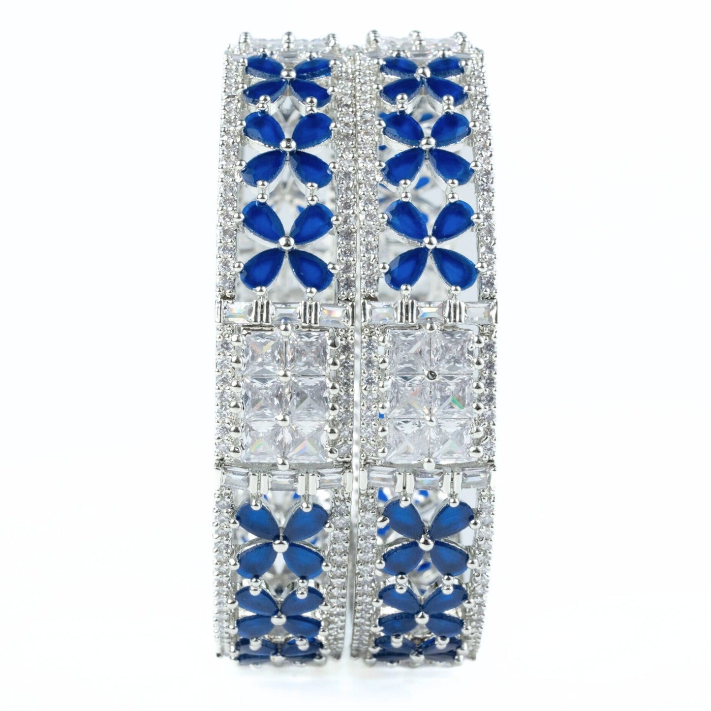 Crimson Flower Rhodium Bangles (Pack of 2) - Opal Touch