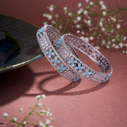 Opal Touch - Crimson Flower Rhodium Bangles (Pack of 2) - Bangles