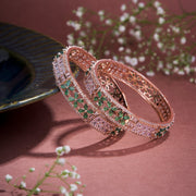 Opal Touch - Crimson Flower Rose Gold Bangles (Pack of 2) - Bangles