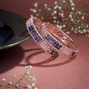 Opal Touch - Crimson Flower Rose Gold Bangles (Pack of 2) - Bangles