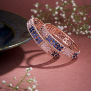 Opal Touch - Crimson Flower Rose Gold Bangles (Pack of 2) - Bangles