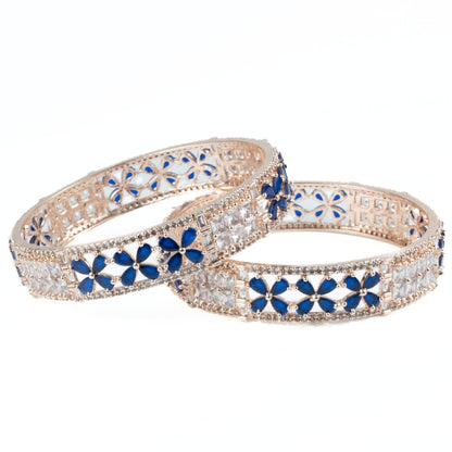 Crimson Flower Rose Gold Bangles (Pack of 2) - Opal Touch