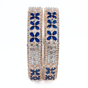 Crimson Flower Rose Gold Bangles (Pack of 2) - Opal Touch