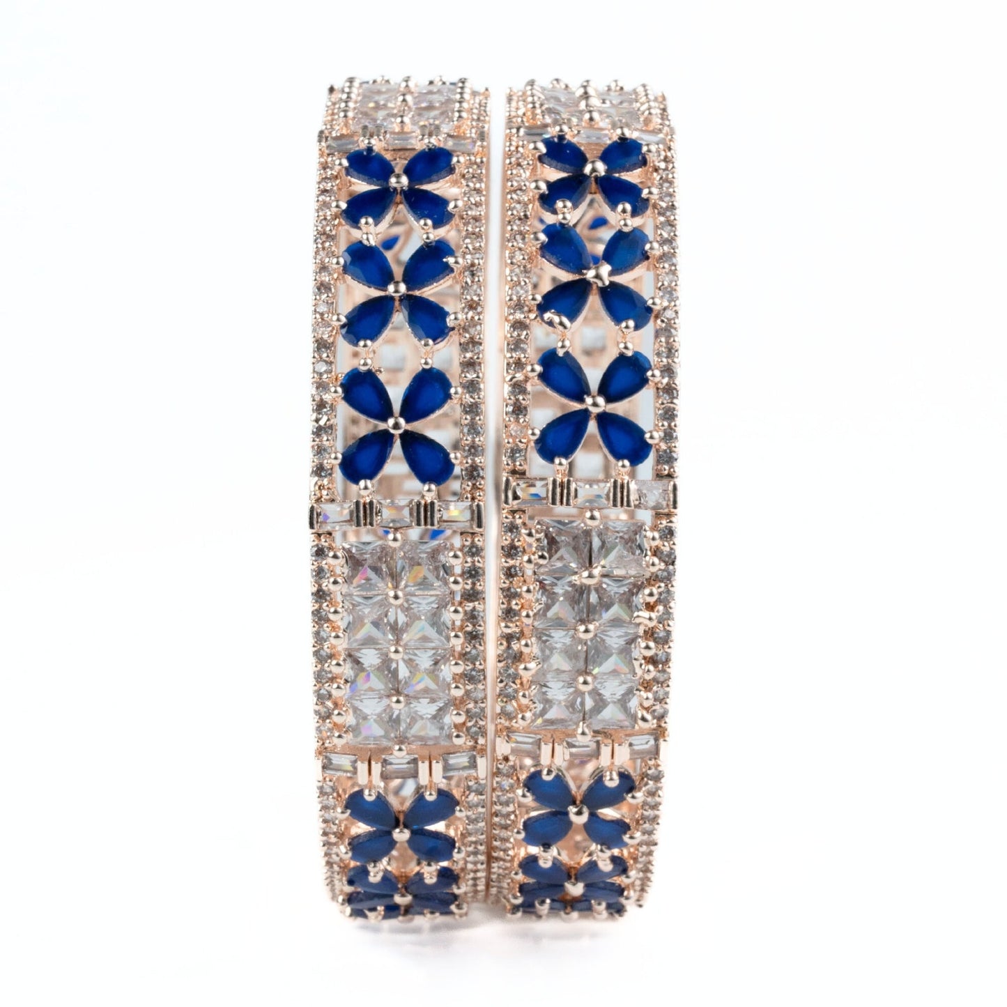 Crimson Flower Rose Gold Bangles (Pack of 2) - Opal Touch