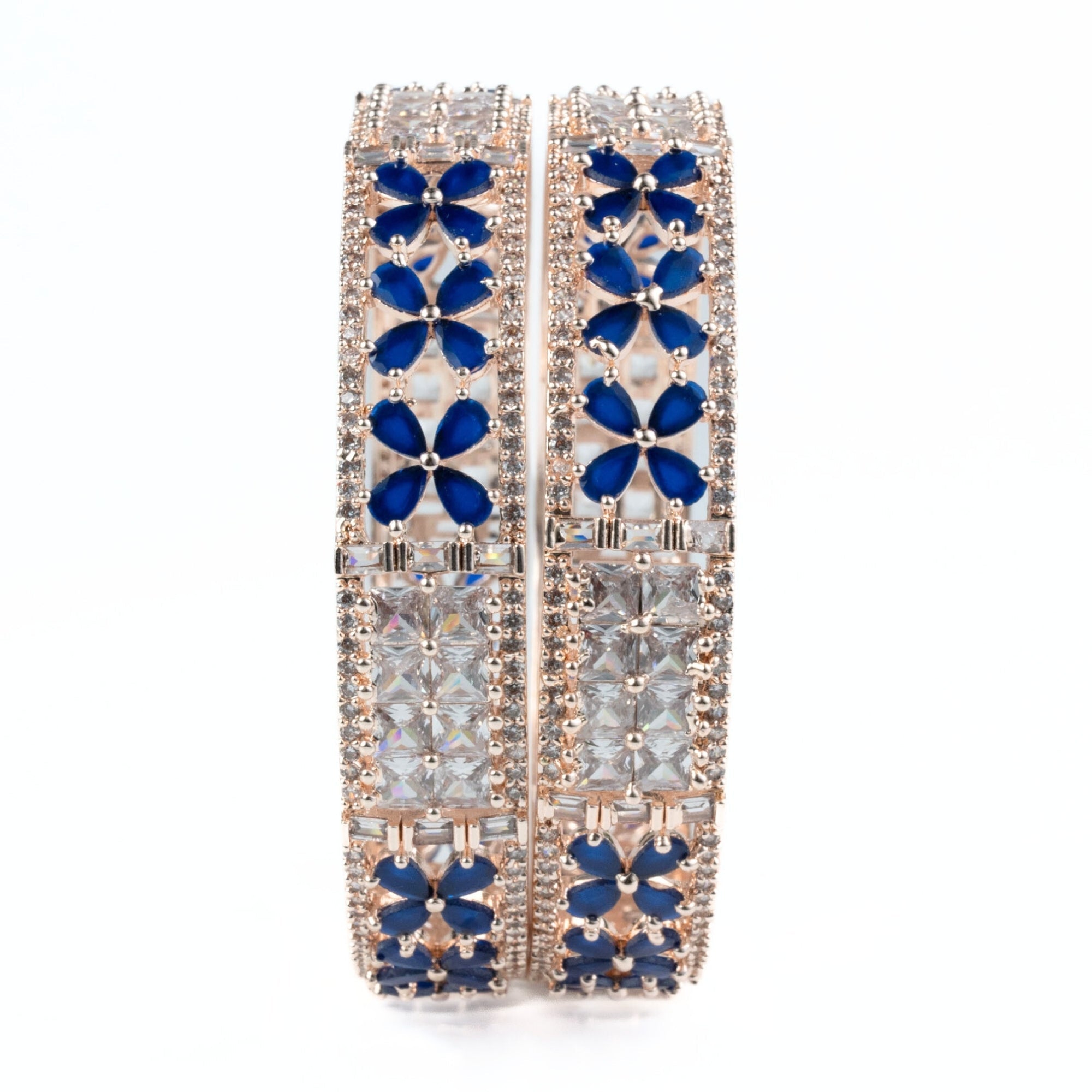 Crimson Flower Rose Gold Bangles (Pack of 2) - Opal Touch