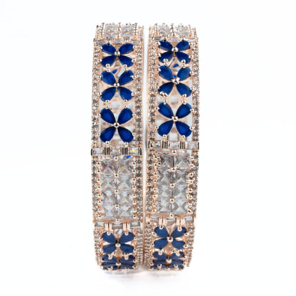 Crimson Flower Rose Gold Bangles (Pack of 2) - Opal Touch