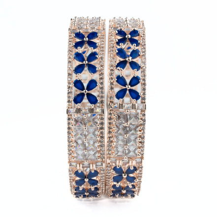 Crimson Flower Rose Gold Bangles (Pack of 2) - Opal Touch