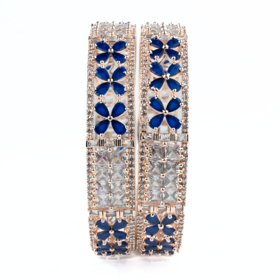 Crimson Flower Rose Gold Bangles (Pack of 2) - Opal Touch