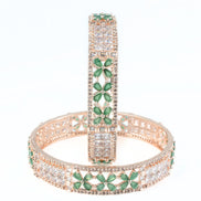 Crimson Flower Rose Gold Bangles (Pack of 2) - Opal Touch