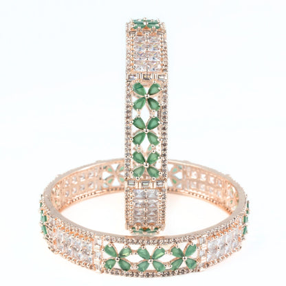 Crimson Flower Rose Gold Bangles (Pack of 2) - Opal Touch