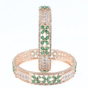 Crimson Flower Rose Gold Bangles (Pack of 2) - Opal Touch