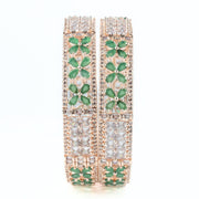 Crimson Flower Rose Gold Bangles (Pack of 2) - Opal Touch