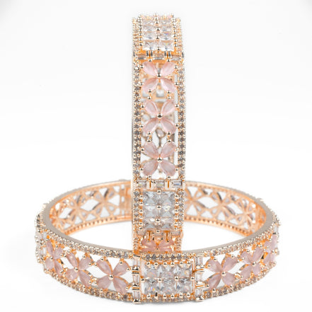 Crimson Flower Rose Gold Bangles (Pack of 2) - Opal Touch