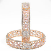 Crimson Flower Rose Gold Bangles (Pack of 2) - Opal Touch
