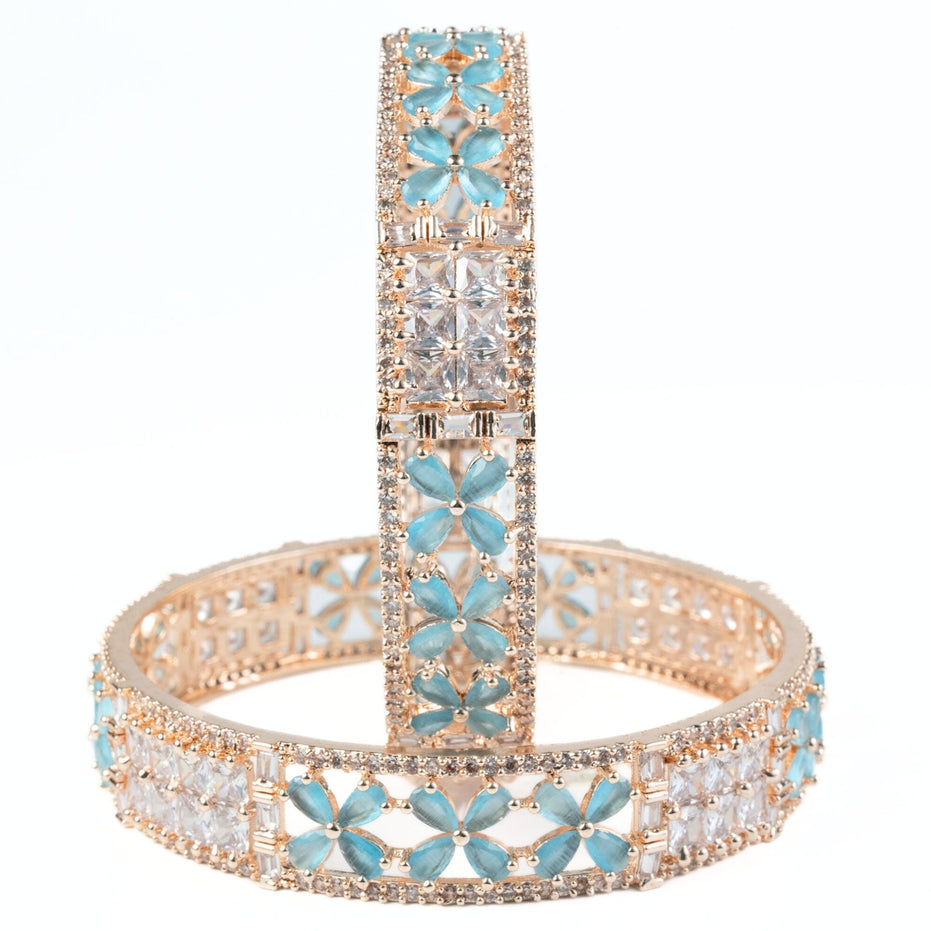 Crimson Flower Rose Gold Bangles (Pack of 2) - Opal Touch