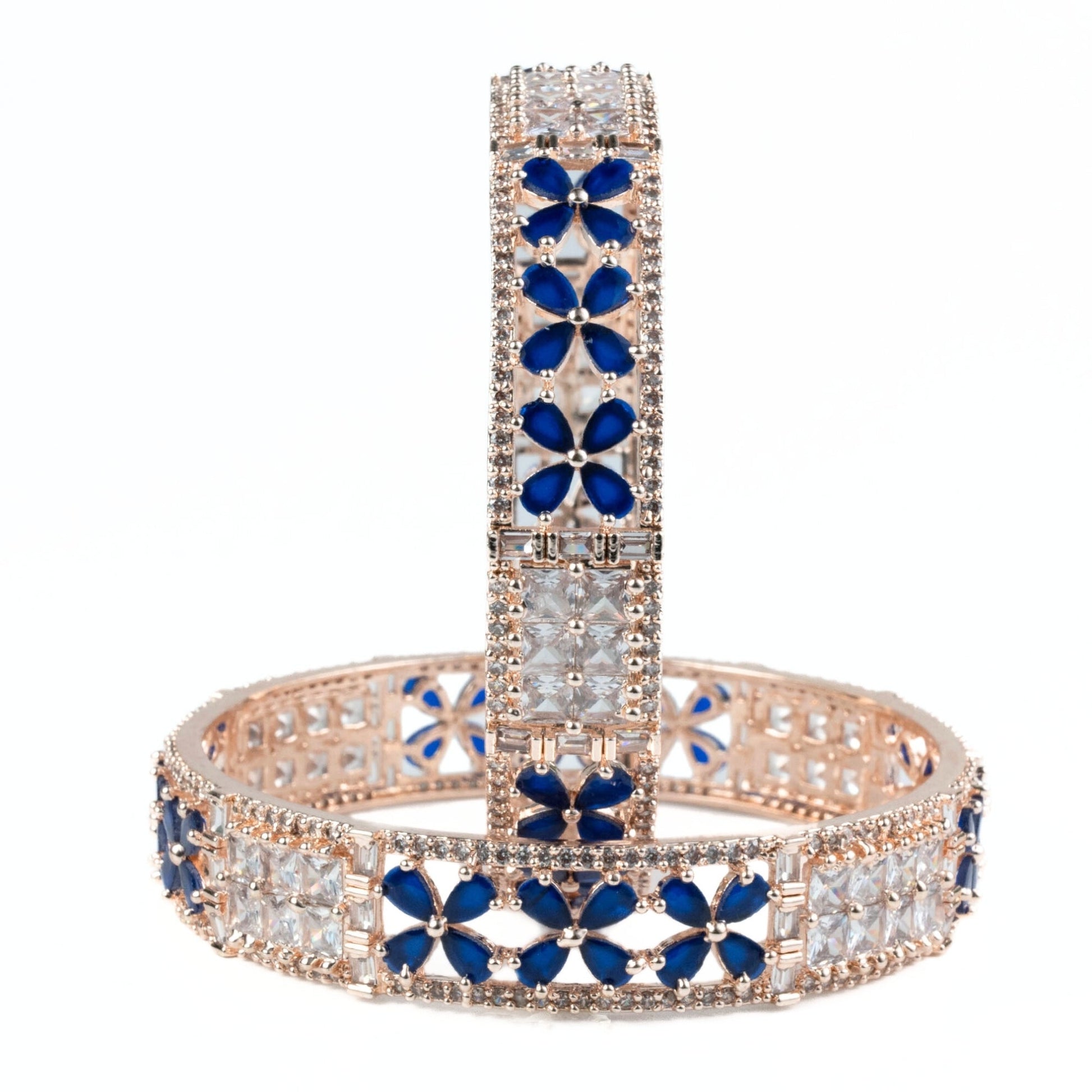 Crimson Flower Rose Gold Bangles (Pack of 2) - Opal Touch