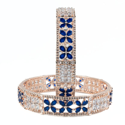 Crimson Flower Rose Gold Bangles (Pack of 2) - Opal Touch