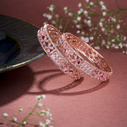 Opal Touch - Crimson Flower Rose Gold Bangles (Pack of 2) - Bangles