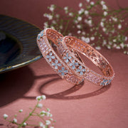 Opal Touch - Crimson Flower Rose Gold Bangles (Pack of 2) - Bangles