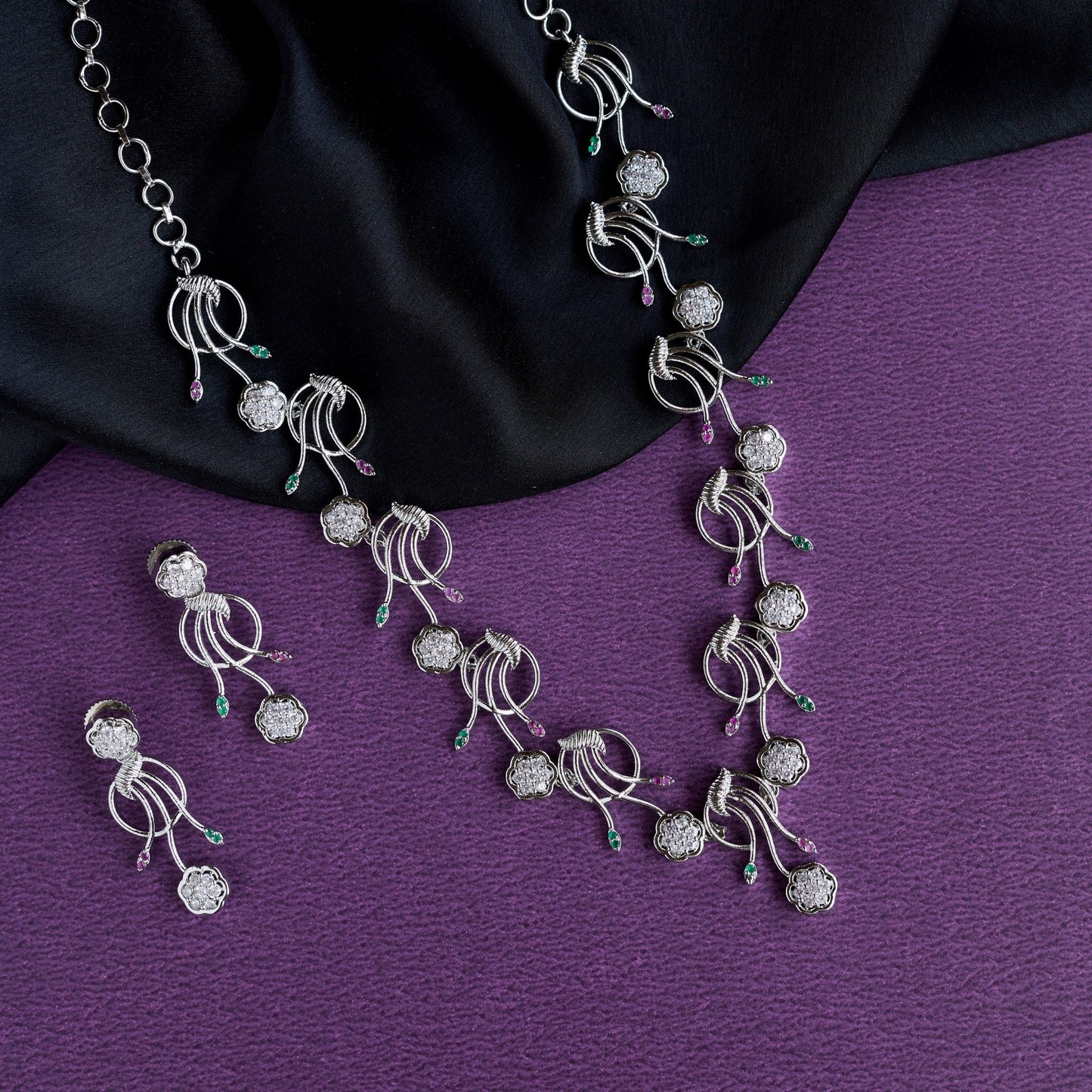 Necklace - Crimson Verdant Cascade Necklace - Opal Touch