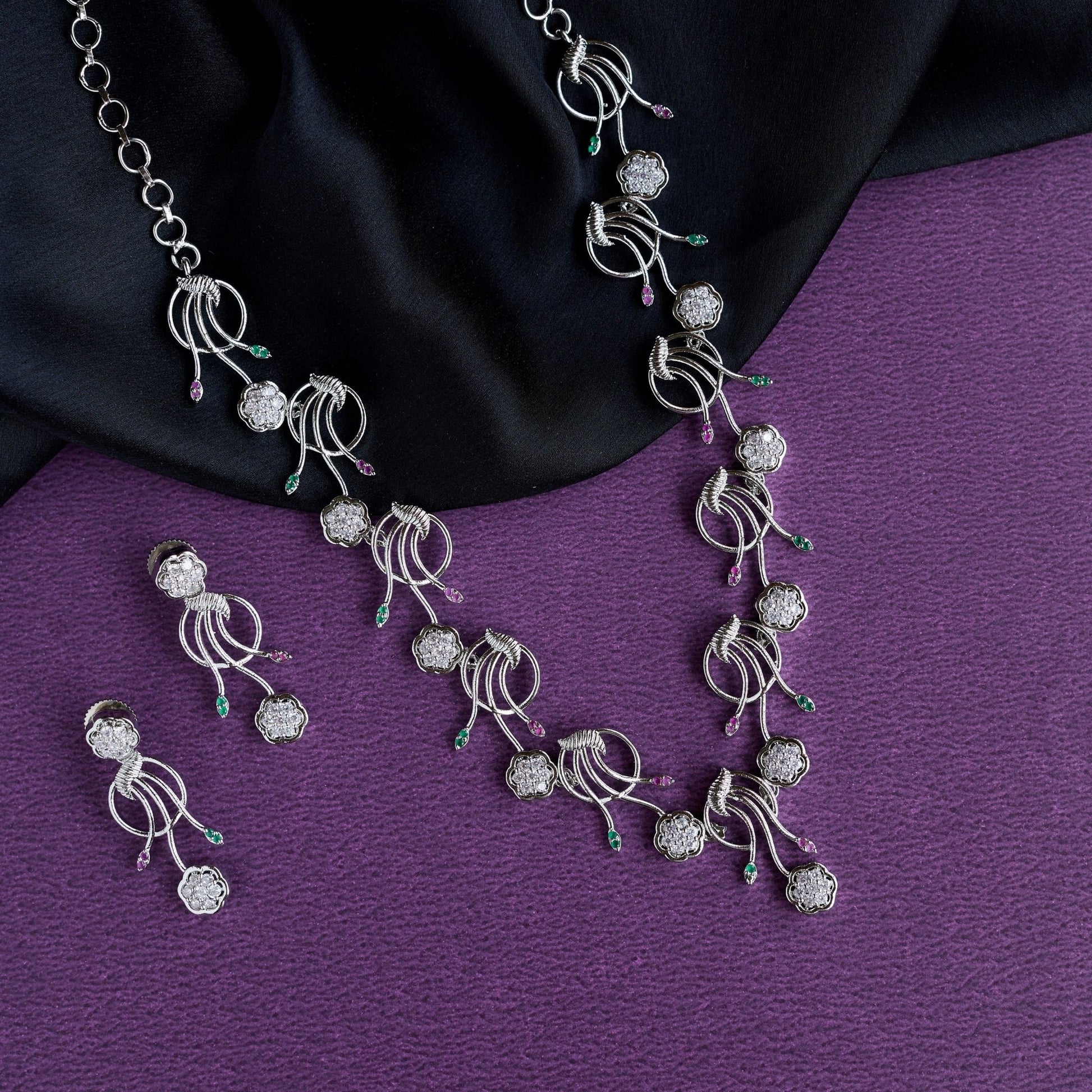 Necklace - Crimson Verdant Cascade Necklace - Opal Touch