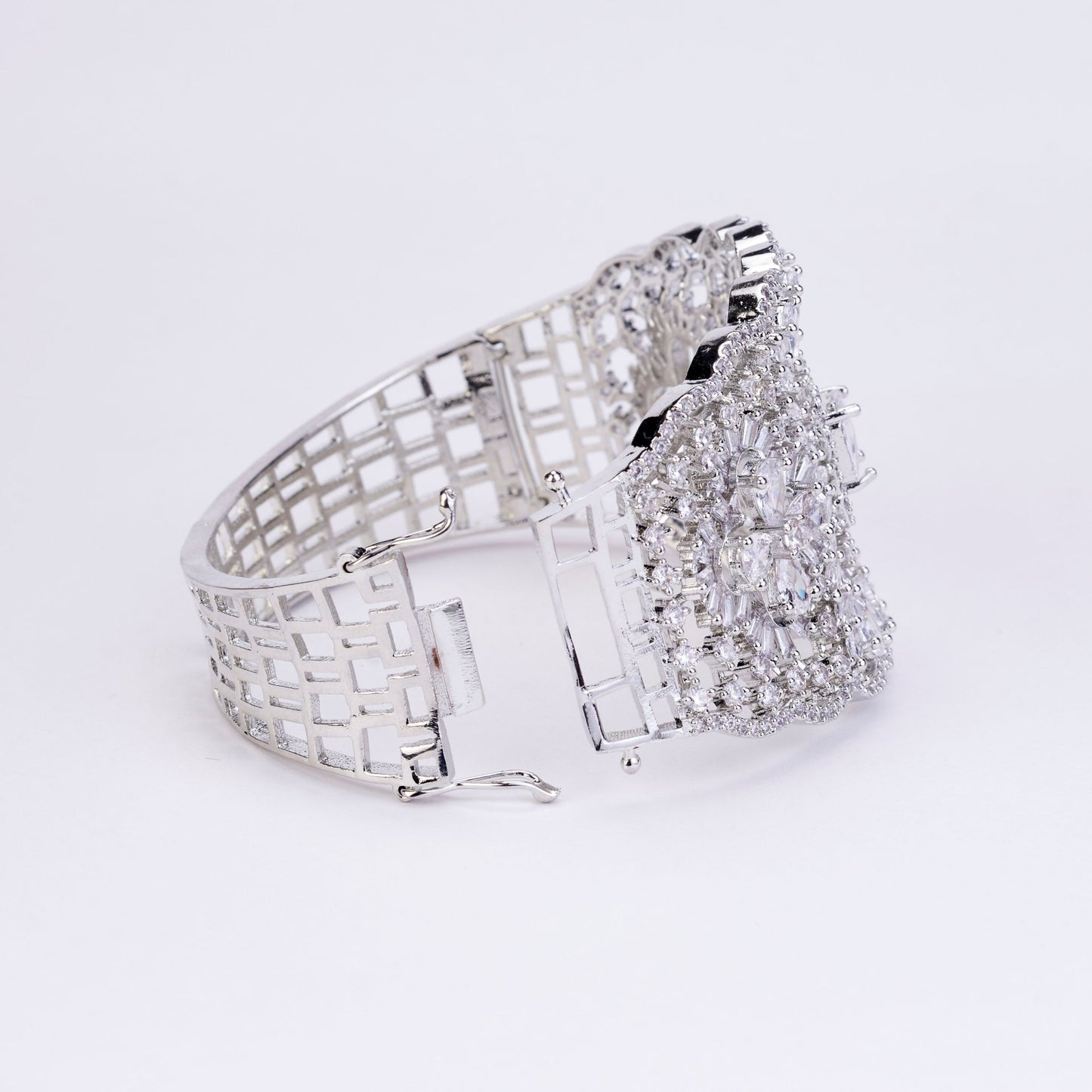 Bracelet - Crystal Cascade Rhodium Plated Bracelet - Opal Touch